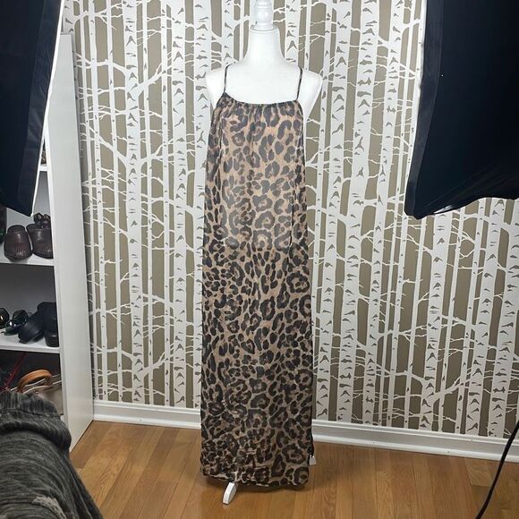 Nasty Gal Collection Sheer Leopard Print Maxi Dress Cover-Up sz 8 - Picture 5 of 8